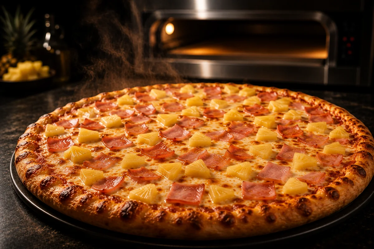 Pizza hawaiana con jamón, piña y queso de Noi Pizzería