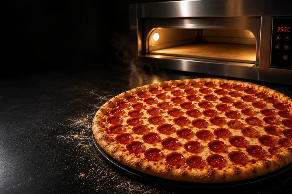 Pizza de pepperoni de Noi Pizzería recién horneada