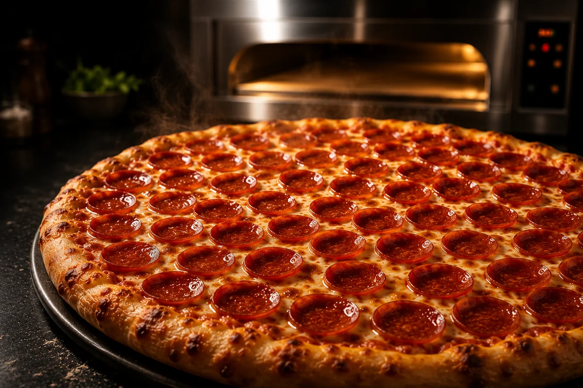 Pizza de pepperoni con abundante queso de Noi Pizzería